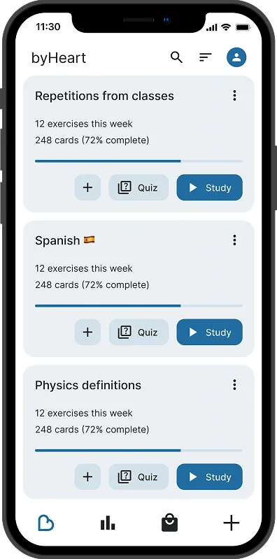 byHeart app homepage screenshot