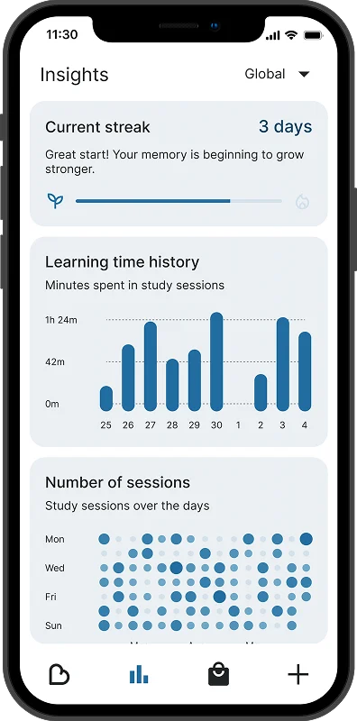 byHeart app statistics page screenshot