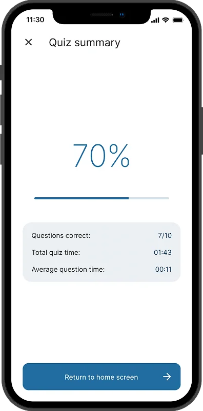 byHeart app quiz results page screenshot